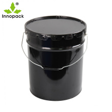 5gallon black metal bucket with lid and handle